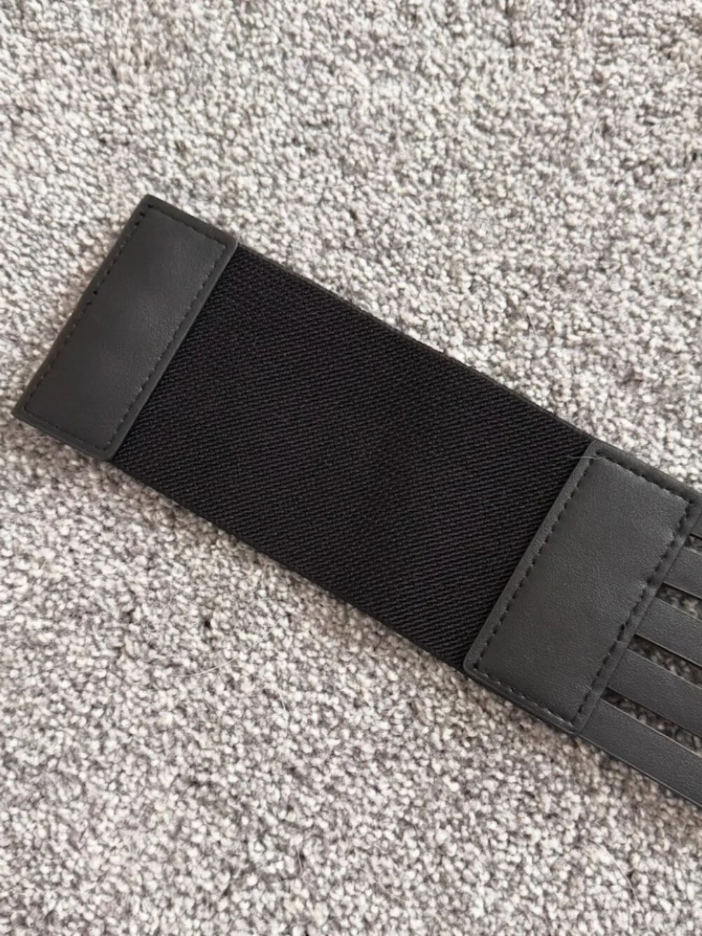 Black Elastic Waist Cincher Belt Faux Leather Strappy Small